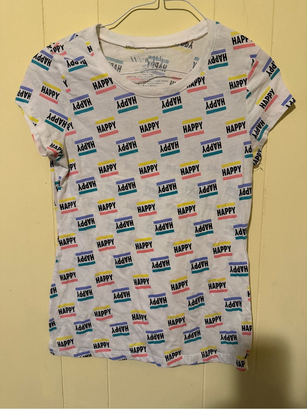Wound Up “Happy Block” Juniors Size Large T-Shirt